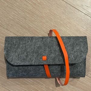 Gray Felt Bag with Orange Leather Wrap